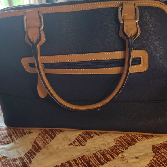 Giani Bernini Navy and Tan Dome Satchel - Picture 2 of 5